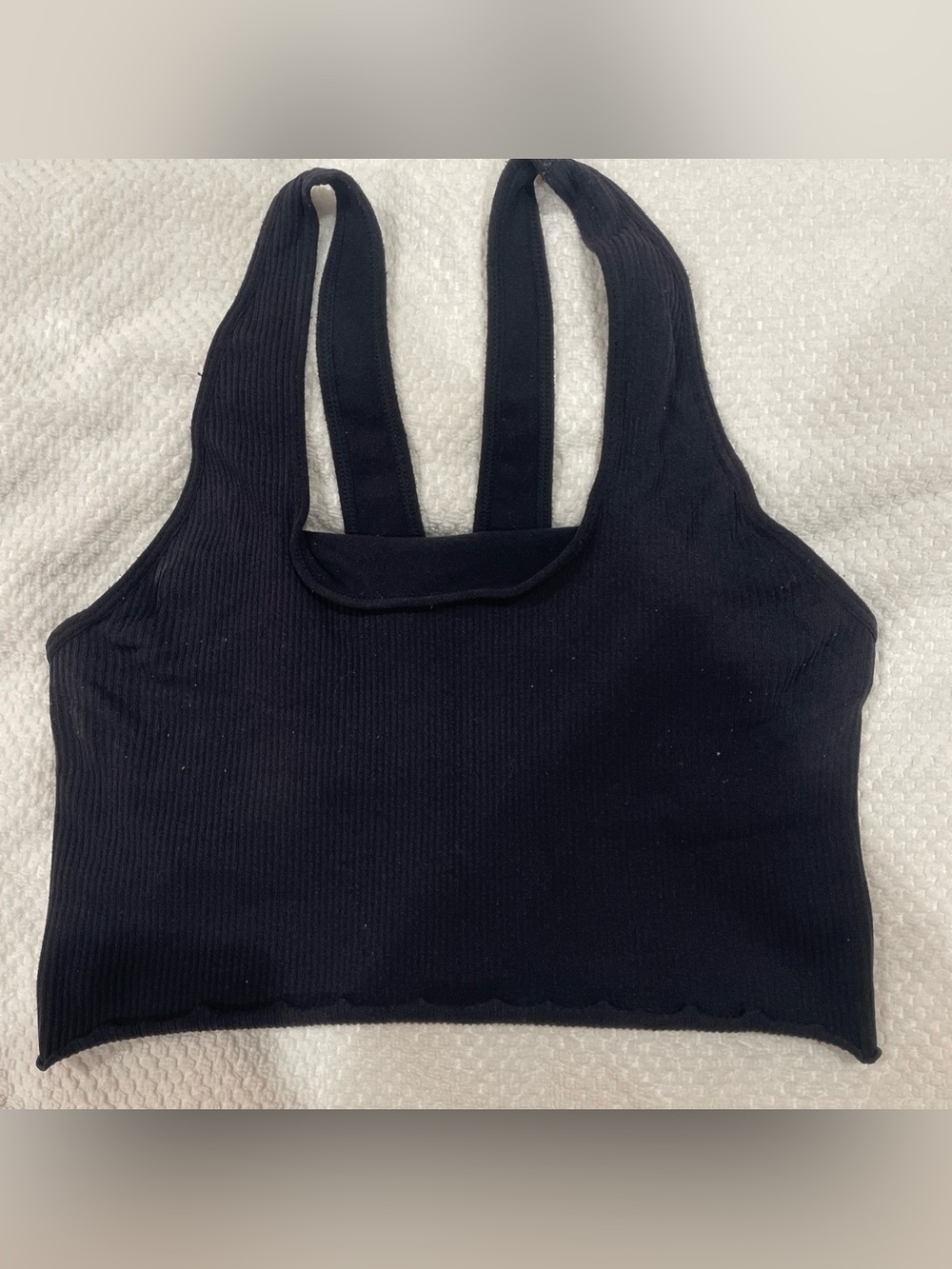 Spiritual Gangster Black Ribbed Crop Tank Top Large